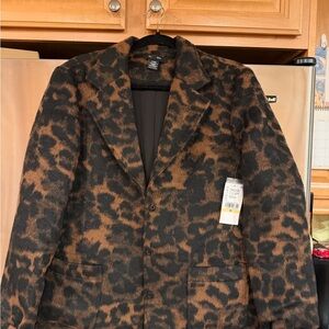Karen Kane Leopard Print Blazer Jacket in Brown and Black